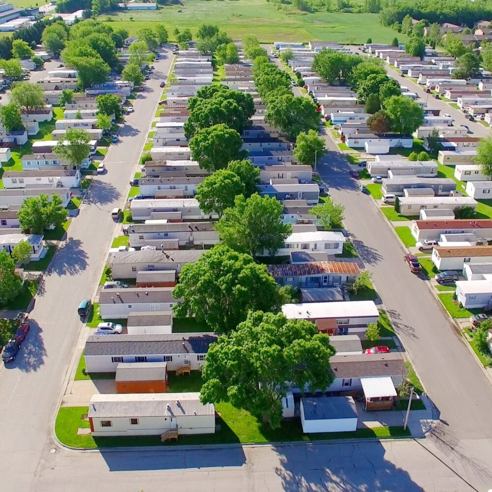 View from above of manufactured home community